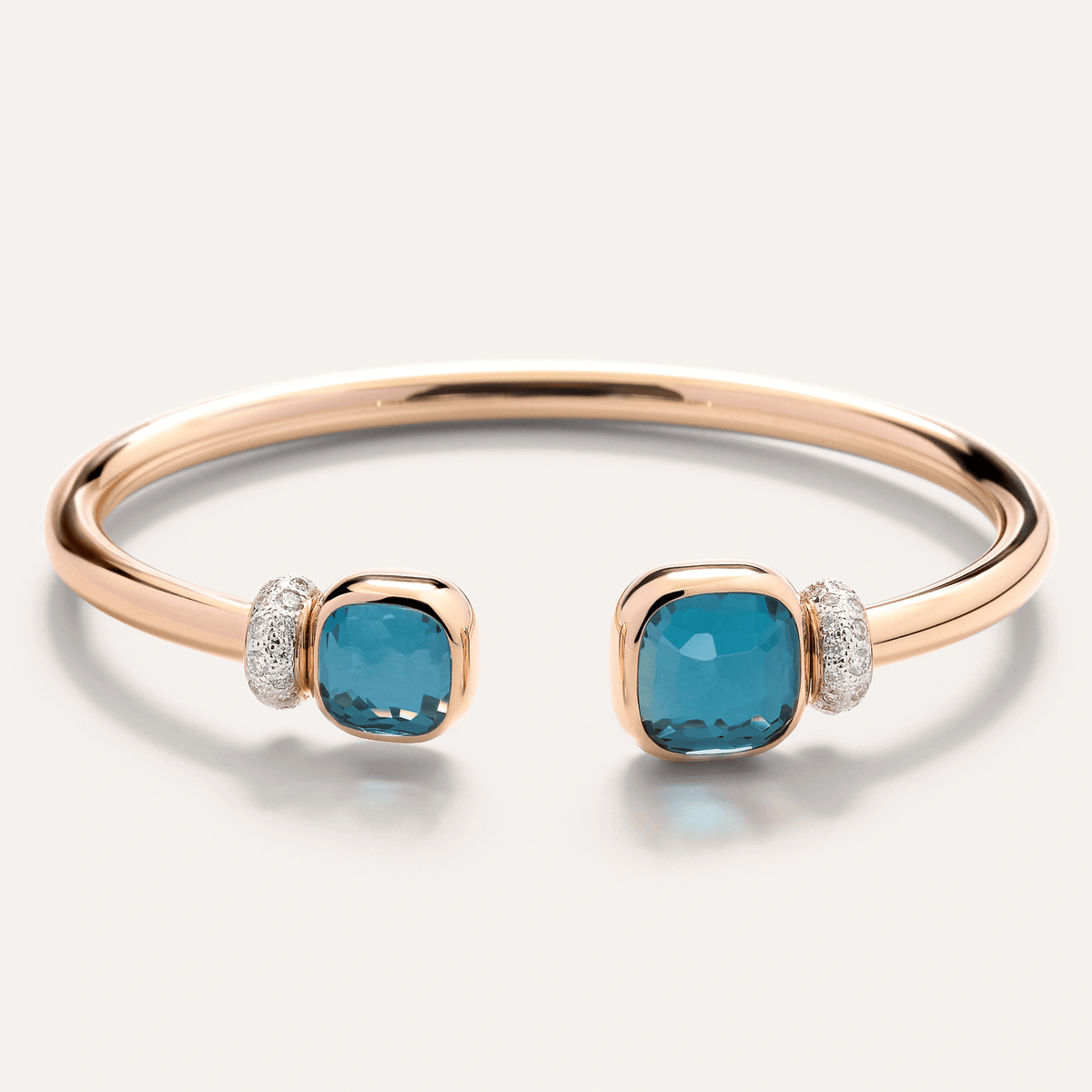 Pomellato Nudo Bangle in 18k Gold with Diamonds, London Blue Topaz - Orsini Jewellers