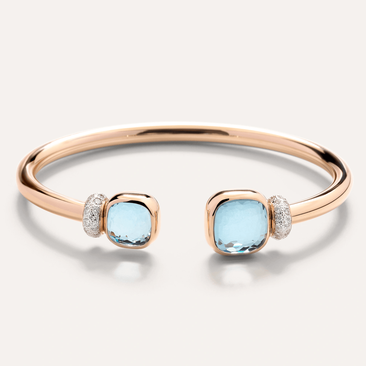 Pomellato Nudo Bangle in 18k Gold with Diamonds, Sky Blue Topaz - Orsini Jewellers