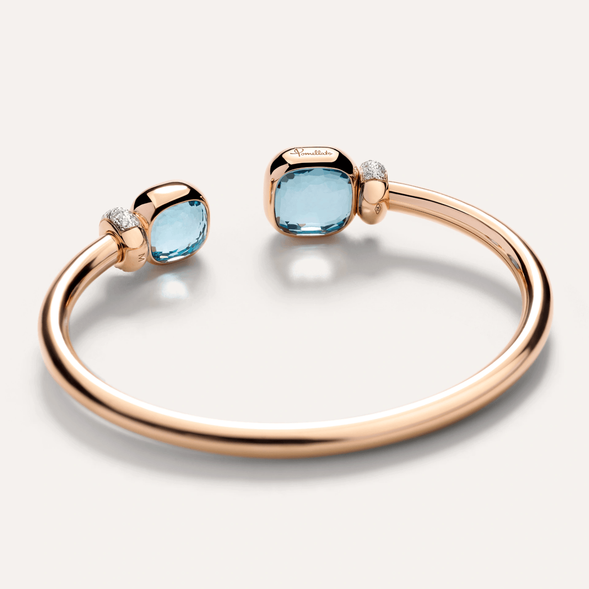 Pomellato Nudo Bangle in 18k Gold with Diamonds, Sky Blue Topaz - Orsini Jewellers