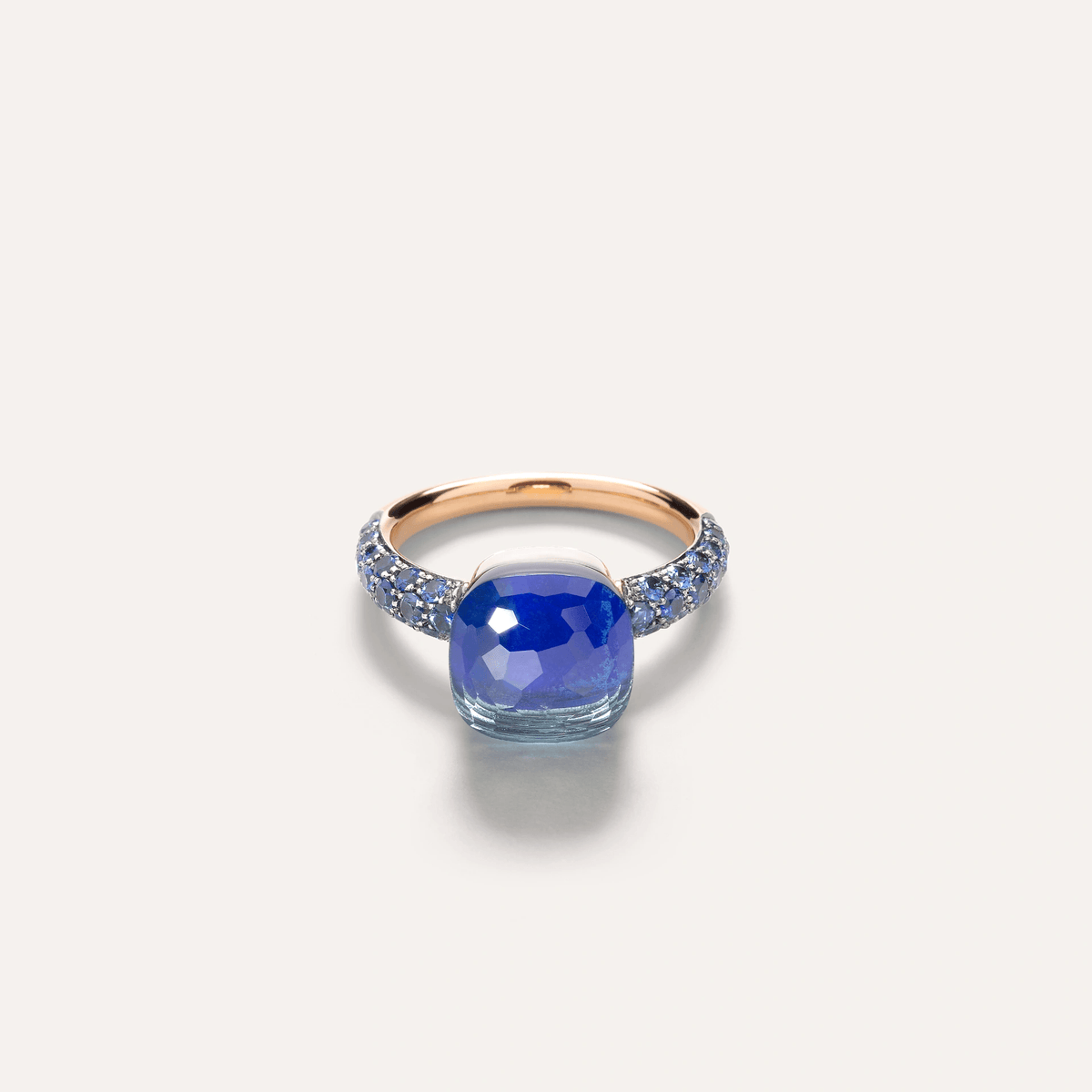 Pomellato Nudo Classic 18k Gold Ring, London Blue Topaz, Lapis, Blue Sapphires - Orsini Jewellers