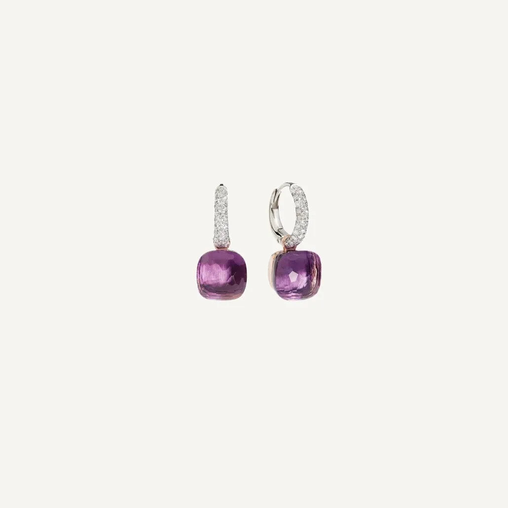 Pomellato Nudo Classic Earrings 18k Gold with Amethyst and Diamonds - Orsini Jewellers