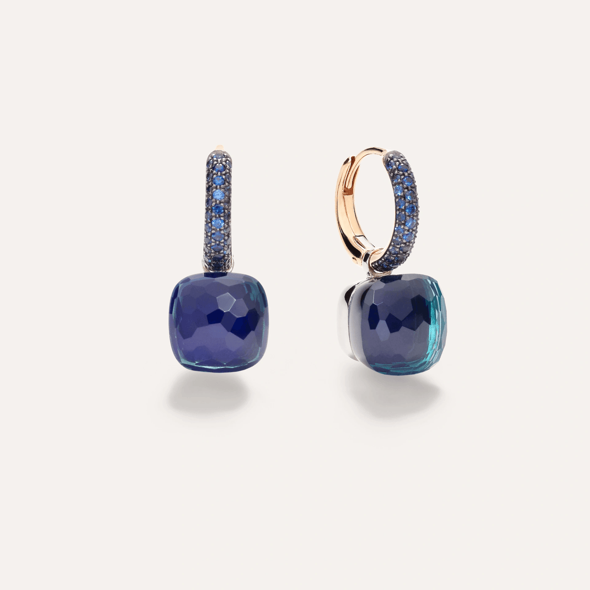 Pomellato Nudo Classic Earrings 18k Gold with London Blue Topaz, Lapis Lazuli and Sapphires. - Orsini Jewellers