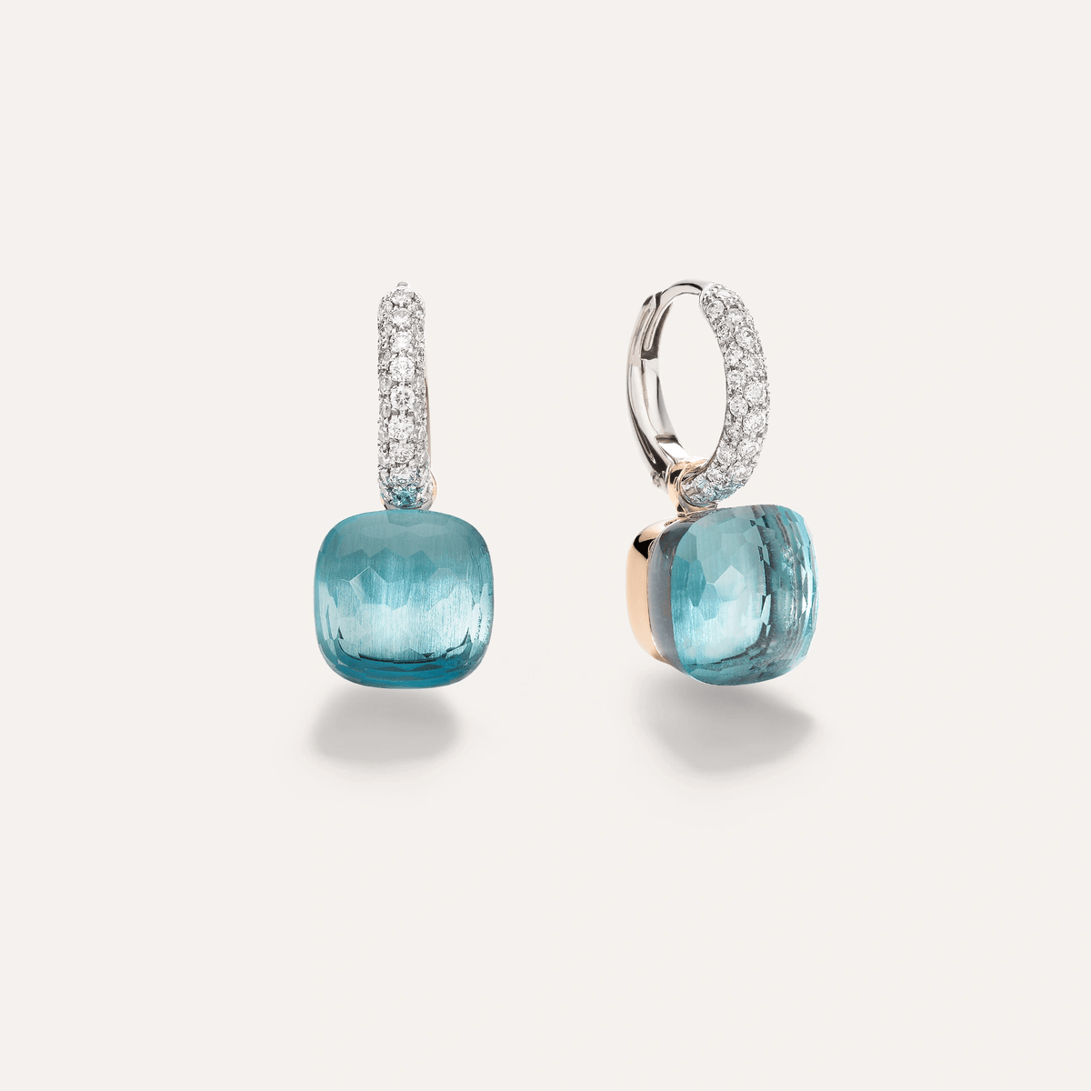 Pomellato Nudo Classic Earrings Gold with Sky Blue Topaz and Diamonds - Orsini Jewellers