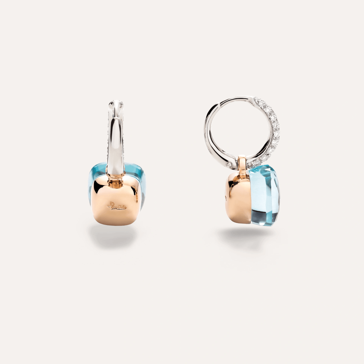 Pomellato Nudo Classic Earrings Gold with Sky Blue Topaz and Diamonds - Orsini Jewellers