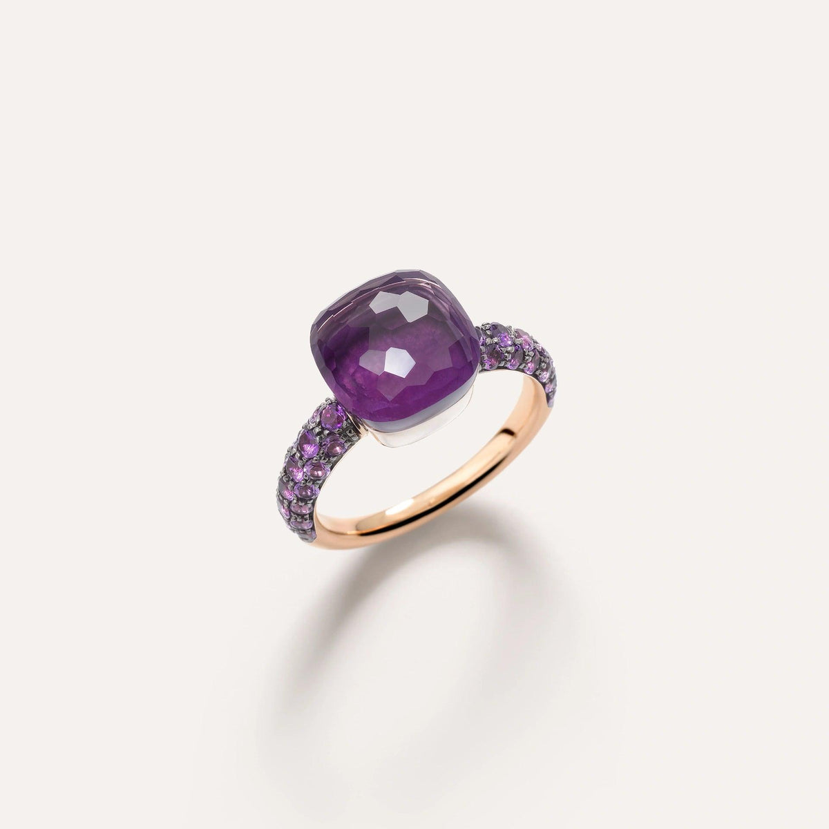 Pomellato Nudo Classic Ring 18k Gold Amethyst, Jade &amp; Amethyst Pave - Orsini Jewellers