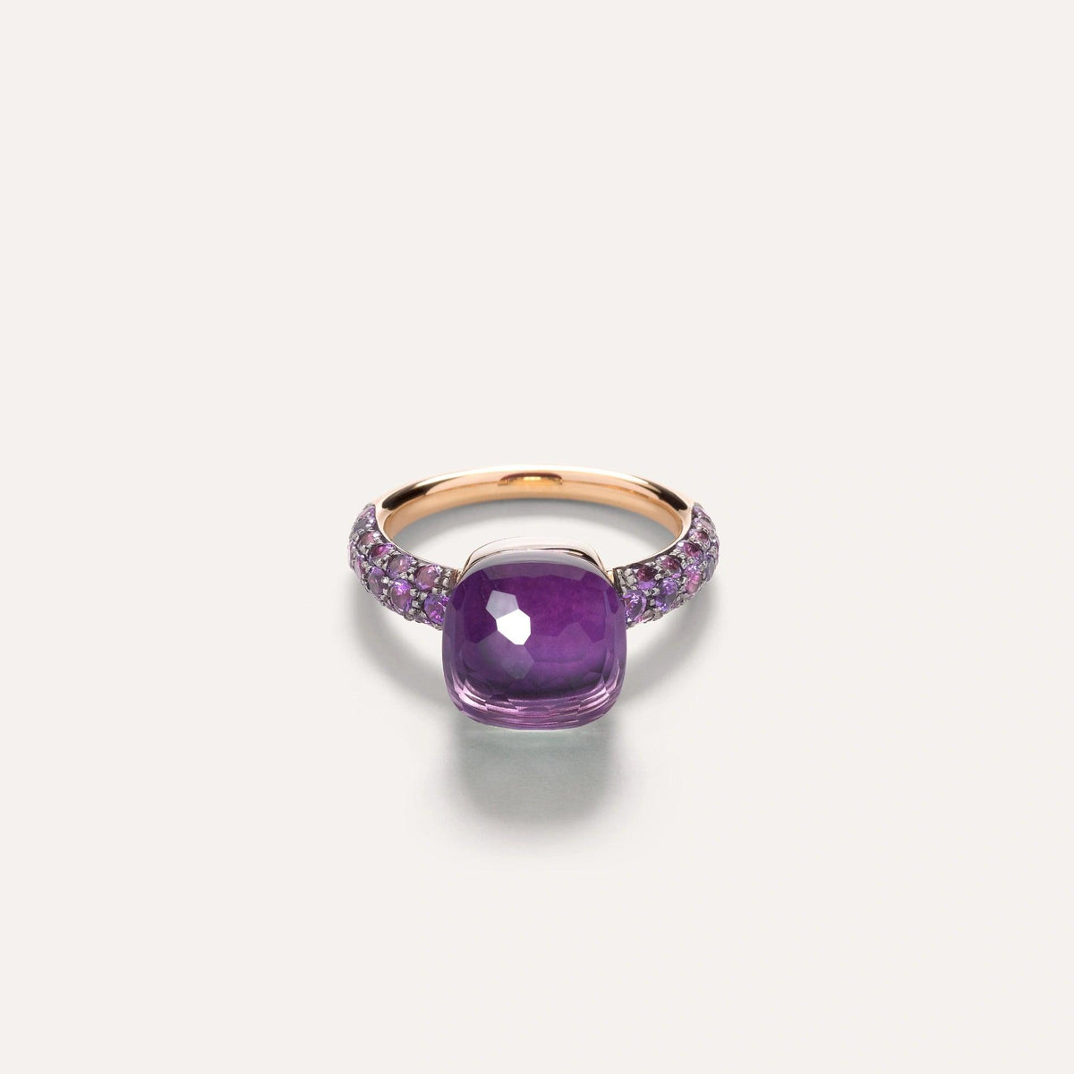 Pomellato Nudo Classic Ring 18k Gold Amethyst, Jade &amp; Amethyst Pave - Orsini Jewellers