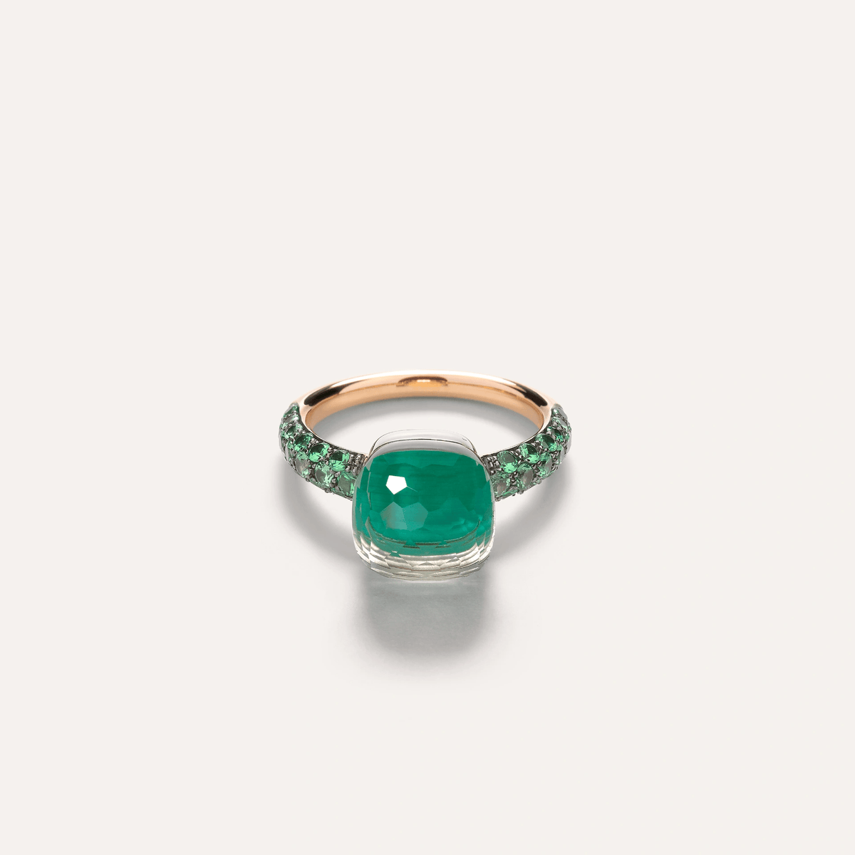 Pomellato Nudo Classic Ring 18k Gold Prasiolite and Malachite with Tsavorites - Orsini Jewellers