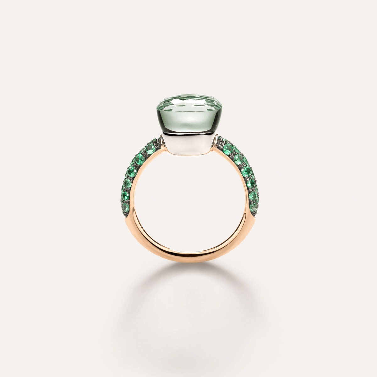 Pomellato Nudo Classic Ring 18k Gold Prasiolite and Malachite with Tsavorites - Orsini Jewellers