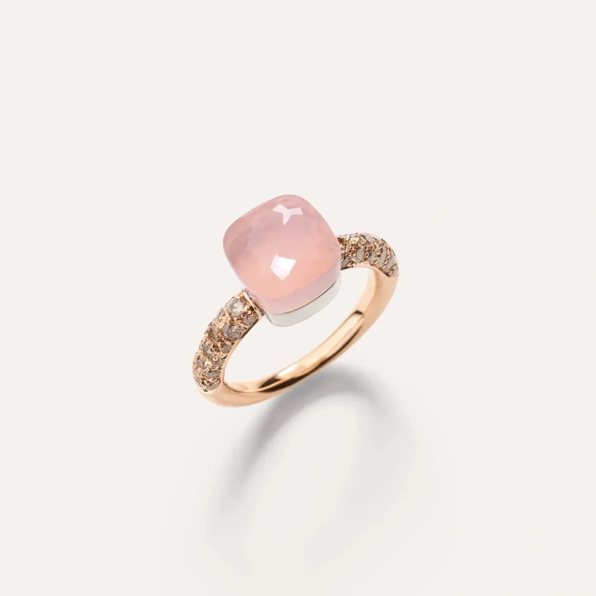 Pomellato Nudo Classic Ring 18k Gold Rose Quartz, Chalcedony & Brown Diamonds - Orsini Jewellers