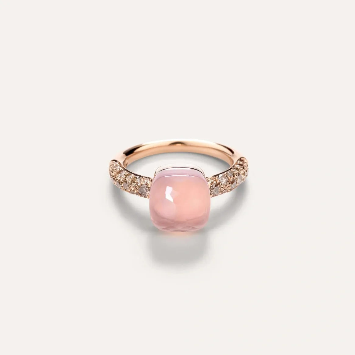 Pomellato Nudo Classic Ring 18k Gold Rose Quartz, Chalcedony & Brown Diamonds - Orsini Jewellers