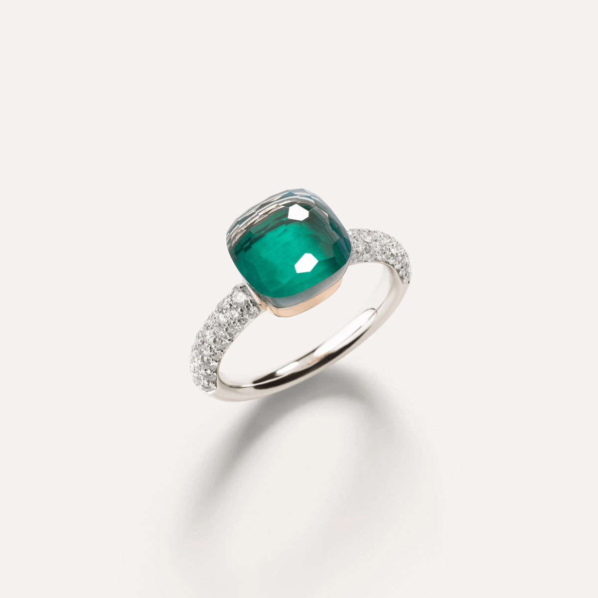 Pomellato Nudo Classic Ring 18k Gold, Sky Blue Topaz, Agate, Diamonds - Orsini Jewellers