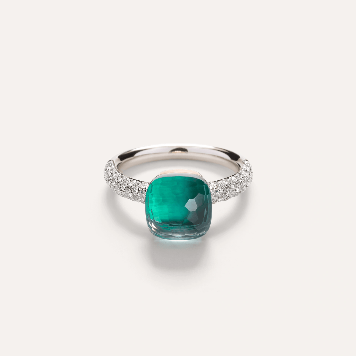 Pomellato Nudo Classic Ring 18k Gold, Sky Blue Topaz, Agate, Diamonds - Orsini Jewellers