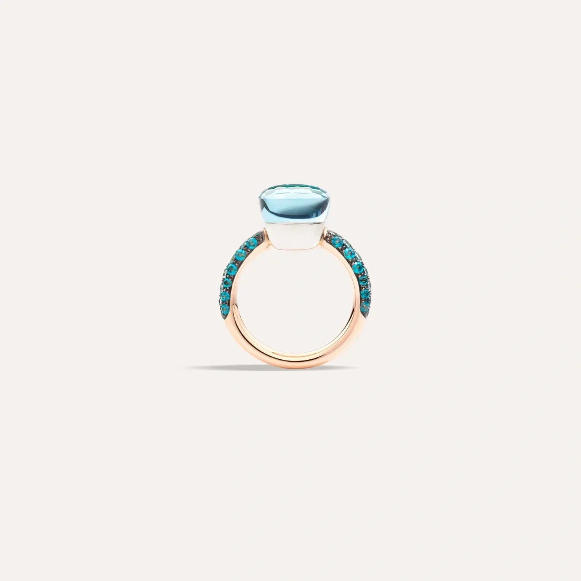 Pomellato Nudo Deep Blue Ring 18k Gold Sky Blue Topaz, Agate and Diffused Topaz - Orsini Jewellers