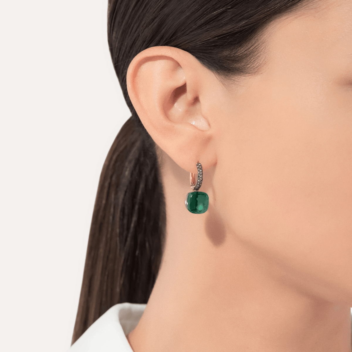 Pomellato Nudo Earrings 18k Gold with Prasiolite and Malachite with Tsavorites - Orsini Jewellers