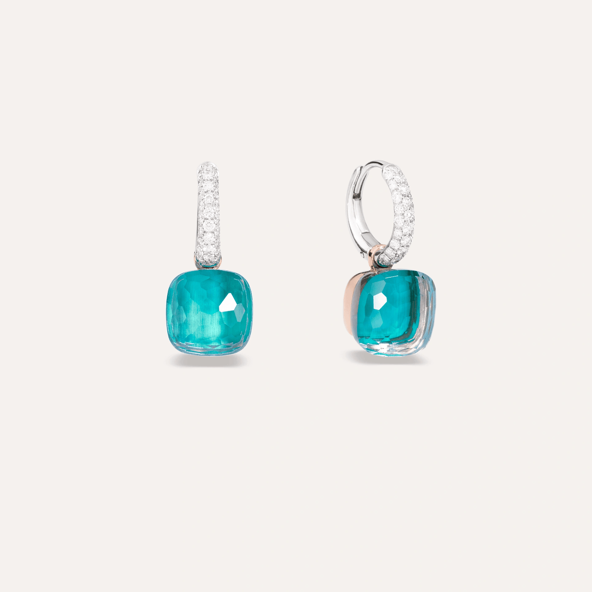 Pomellato Nudo Earrings Diamonds Blue Topaz and Agate - Orsini Jewellers