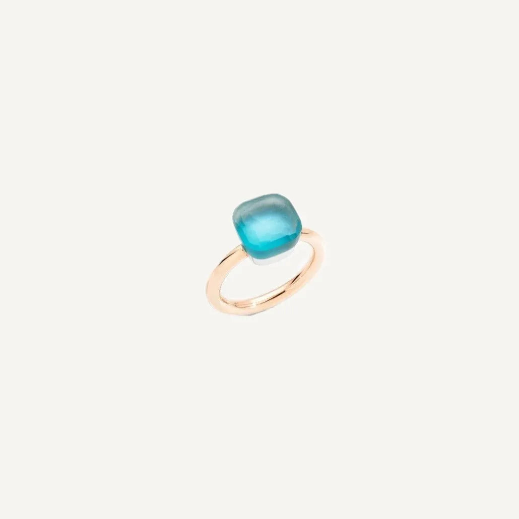 Pomellato Nudo Gelé Ring 18k Gold with Sky Blue Topaz, Mother of Pearl and Turquoise - Orsini Jewellers