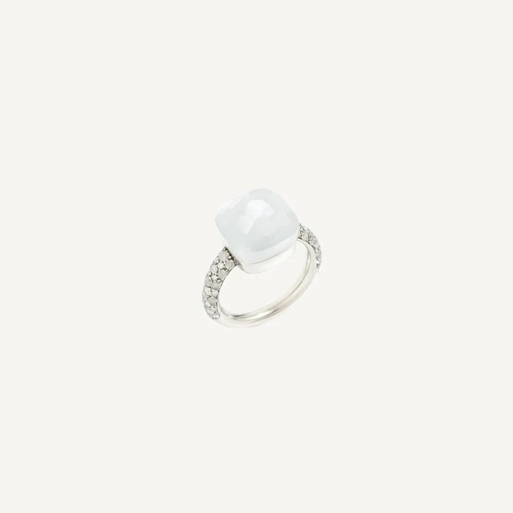 Pomellato Nudo Maxi Diamond Ring 18k Gold with Moonstone and Diamonds - Orsini Jewellers