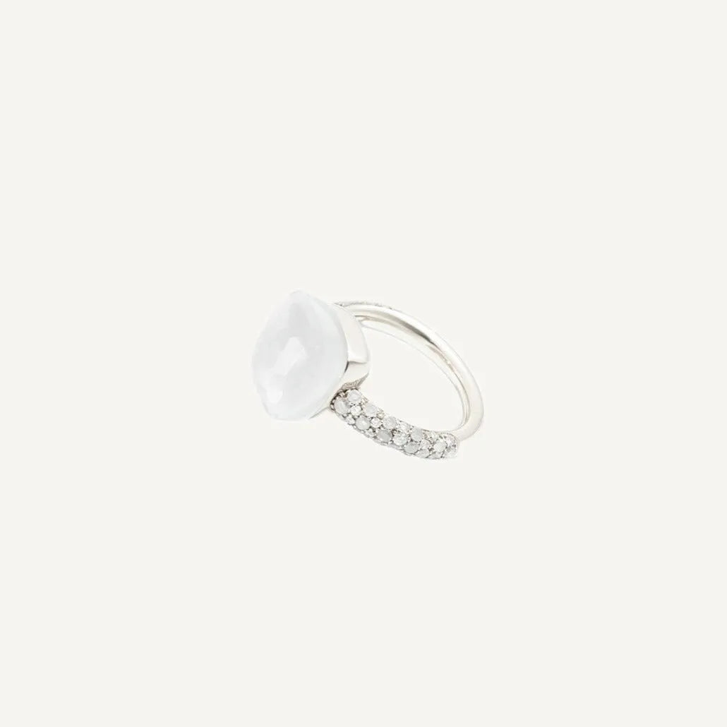 Pomellato Nudo Maxi Diamond Ring 18k Gold with Moonstone and Diamonds