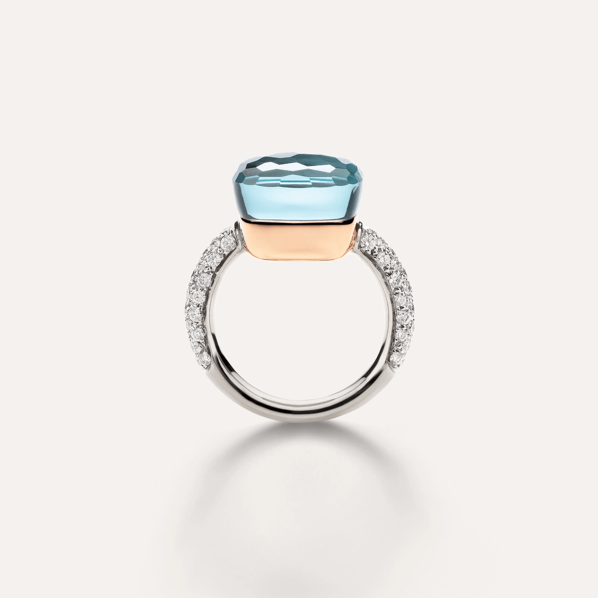 Pomellato Nudo Maxi Diamond Ring 18k Gold with Sky Blue Topaz and Diamonds - Orsini Jewellers