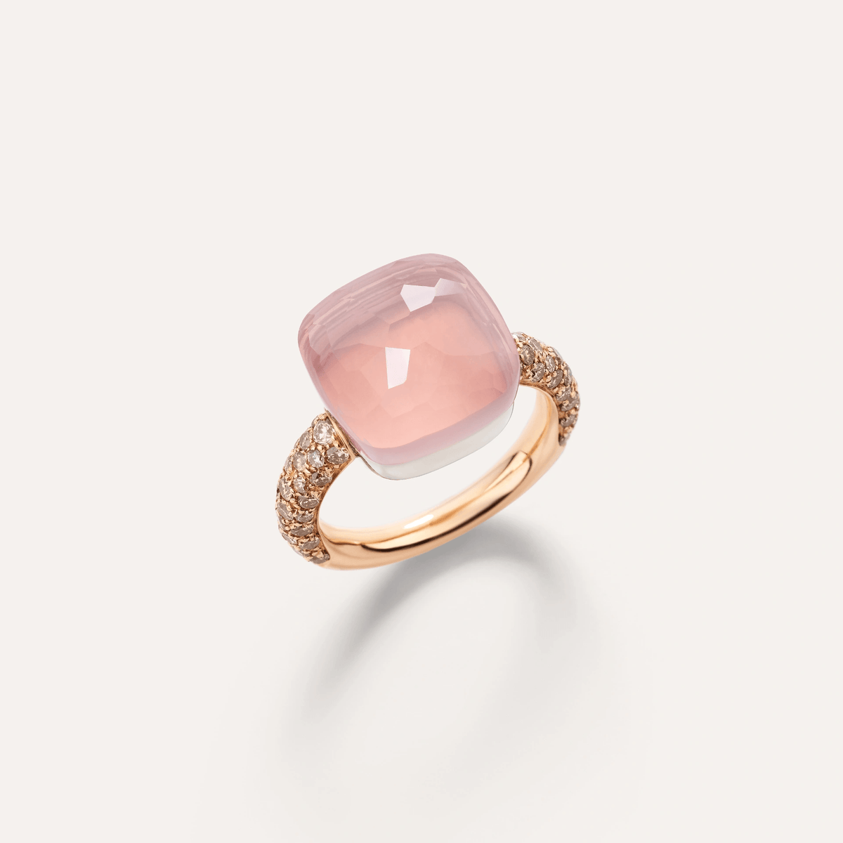 Pomellato Nudo Maxi Ring 18k Gold Rose Quartz, Chalcedony &amp; Brown Diamonds - Orsini Jewellers