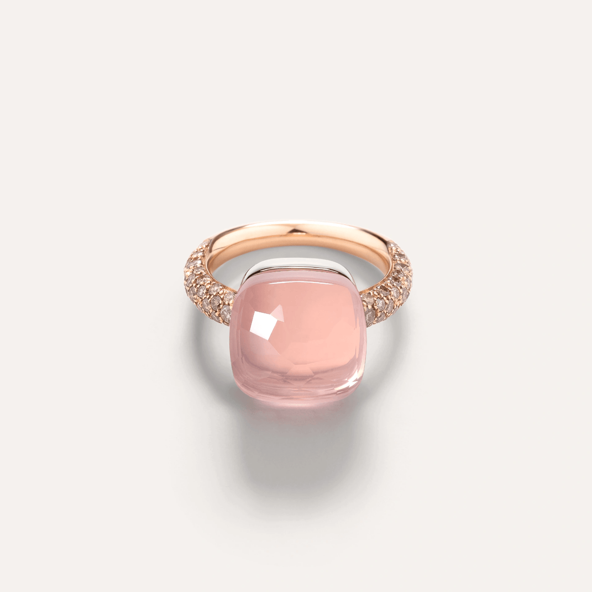 Pomellato Nudo Maxi Ring 18k Gold Rose Quartz, Chalcedony &amp; Brown Diamonds - Orsini Jewellers