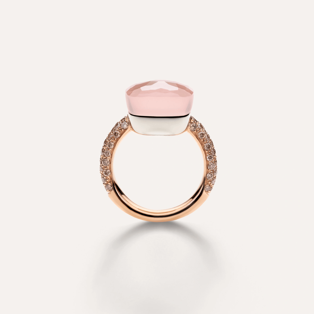 Pomellato Nudo Maxi Ring 18k Gold Rose Quartz, Chalcedony &amp; Brown Diamonds - Orsini Jewellers