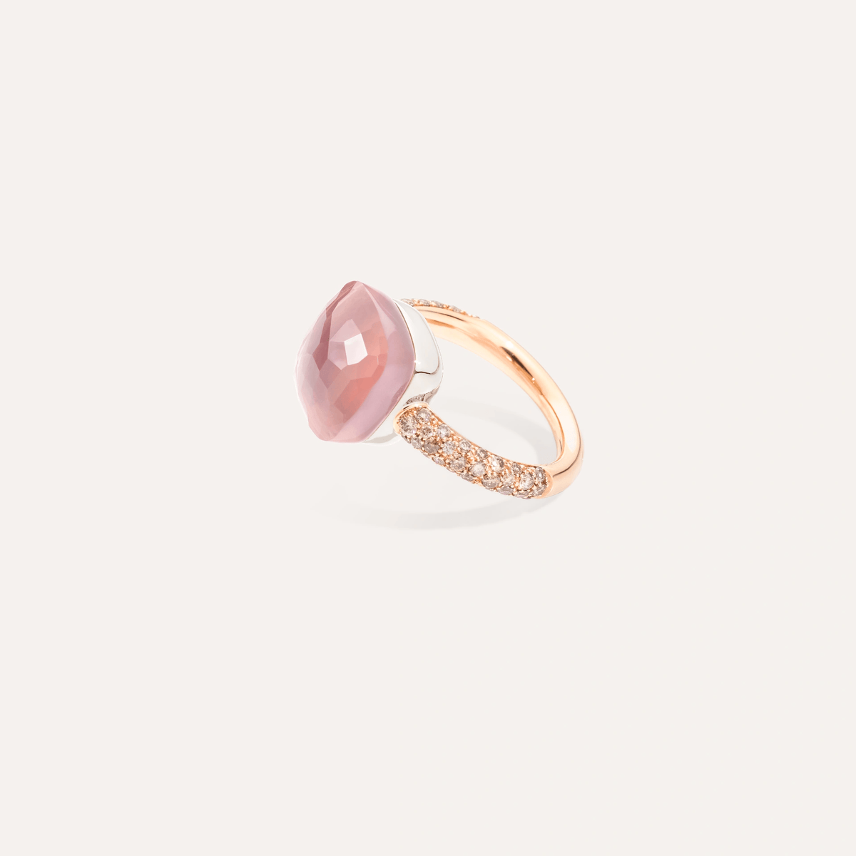 Pomellato Nudo Maxi Ring 18k Gold Rose Quartz, Chalcedony &amp; Brown Diamonds - Orsini Jewellers