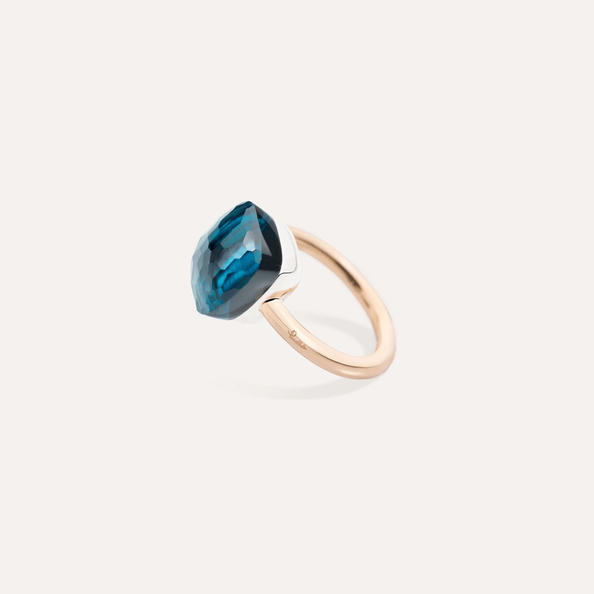 Pomellato Nudo Maxi Ring 18k Gold with London Blue Topaz - Orsini Jewellers