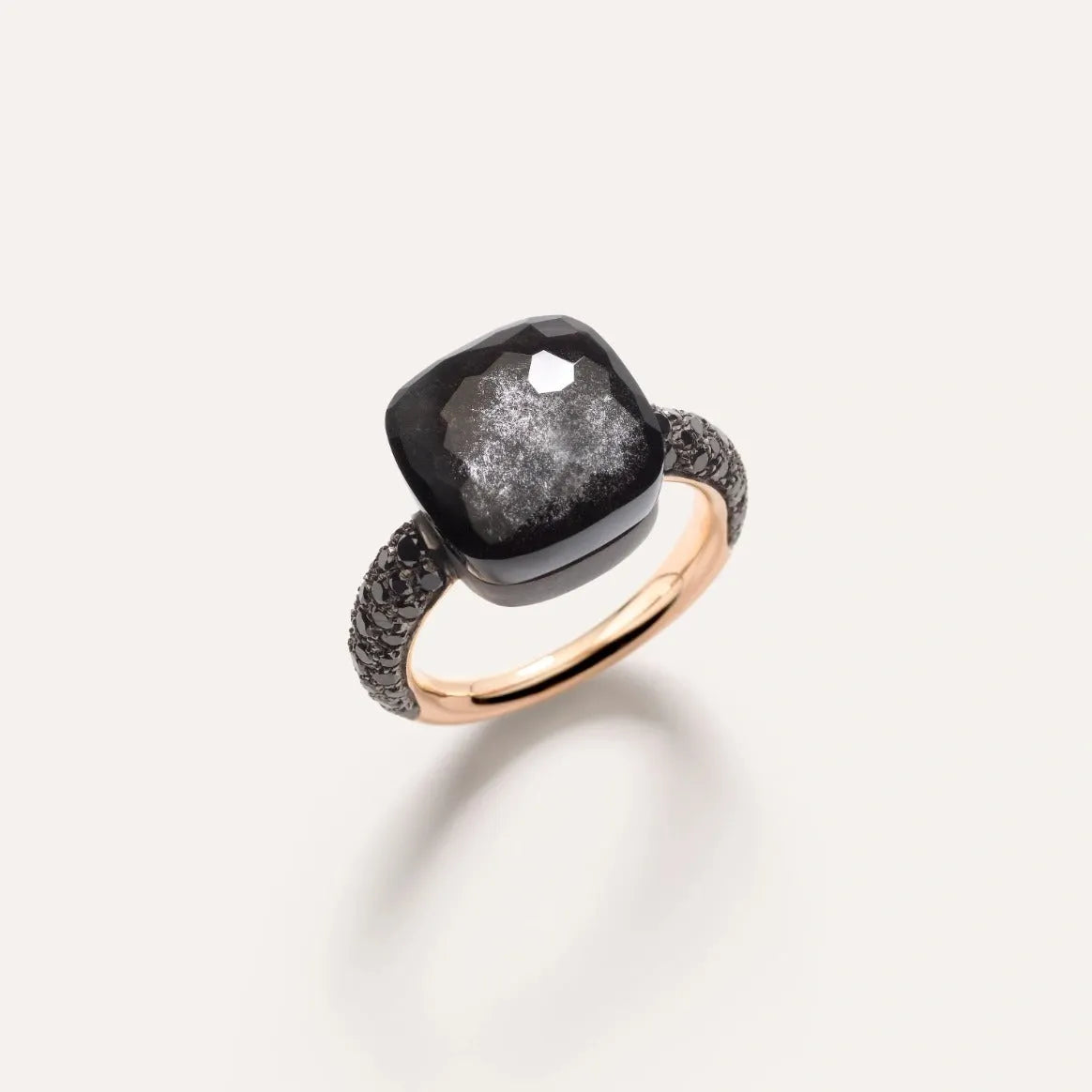 Pomellato Nudo Maxi Ring 18k Gold with Obsidian and Black Diamonds - Orsini Jewellers