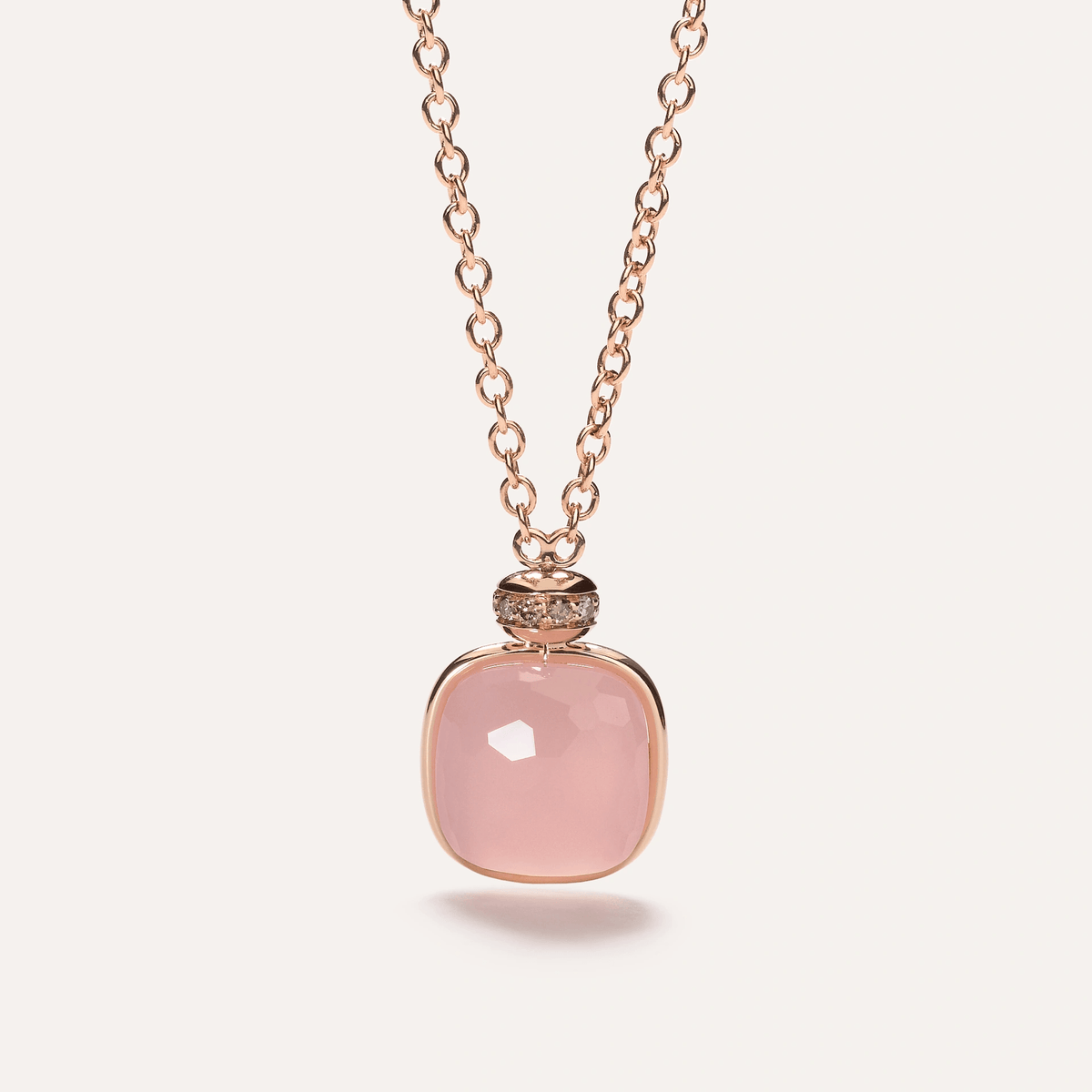 Pomellato Nudo Necklace 18k Rose Gold with Chalcedony ad Brown Diamonds - Orsini Jewellers