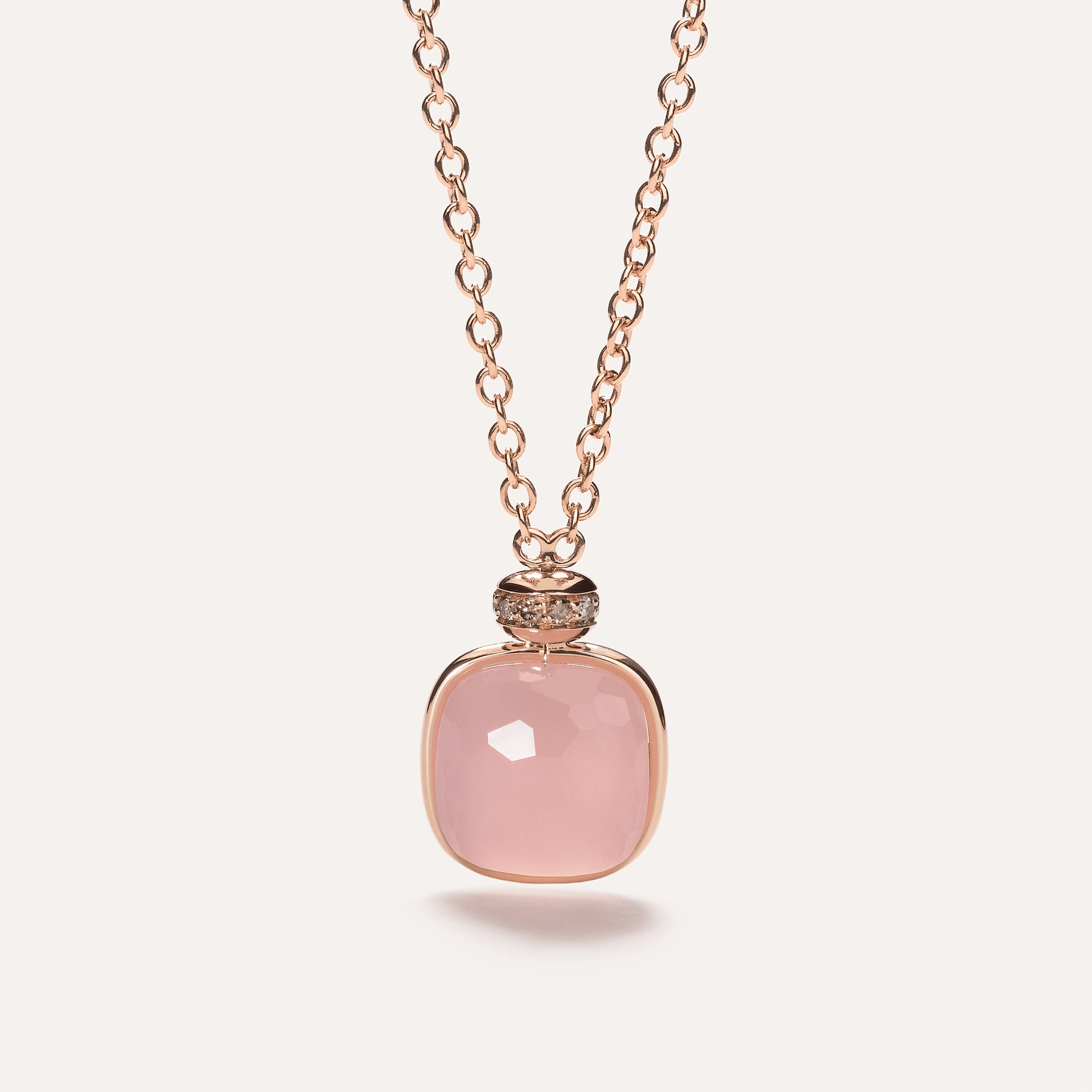 Pomellato Nudo Necklace 18k Rose Gold with Chalcedony ad Brown Diamonds - Orsini Jewellers