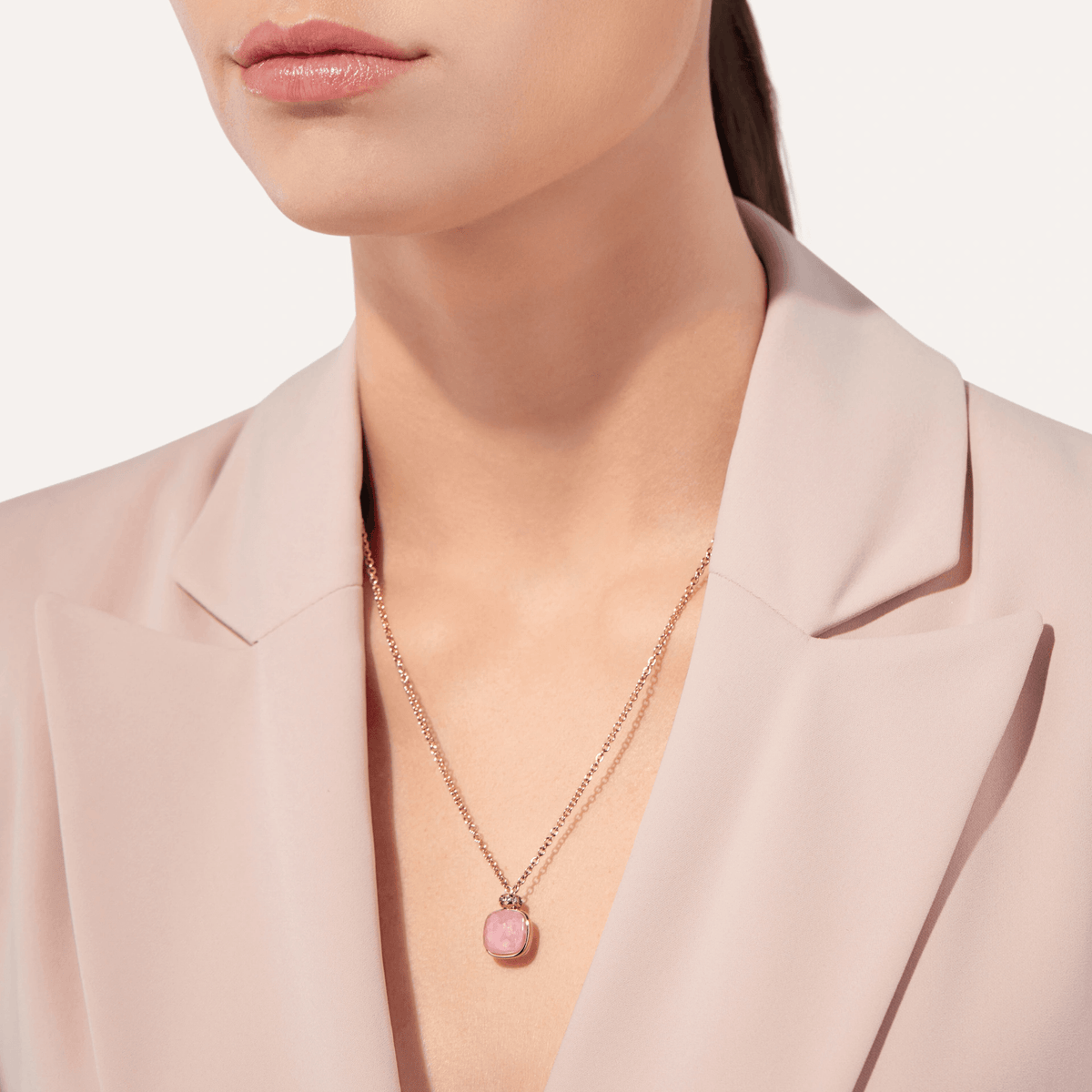 Pomellato Nudo Necklace 18k Rose Gold with Chalcedony ad Brown Diamonds - Orsini Jewellers