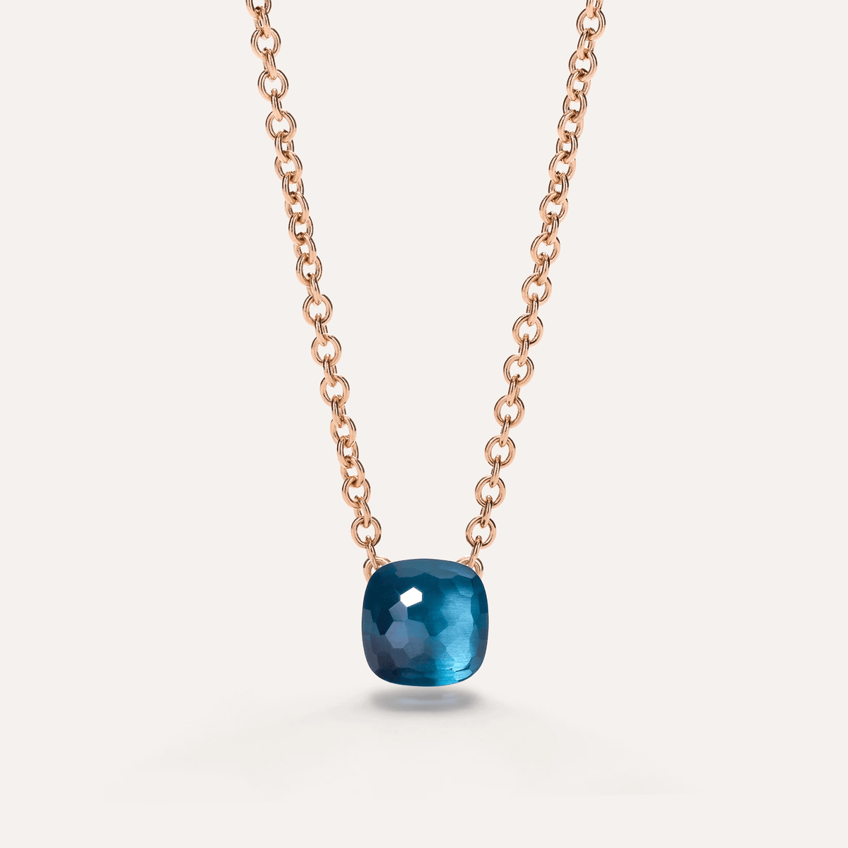 Pomellato Nudo Necklace with Petit Pendant, 18k Gold with London Blue Topaz - Orsini Jewellers