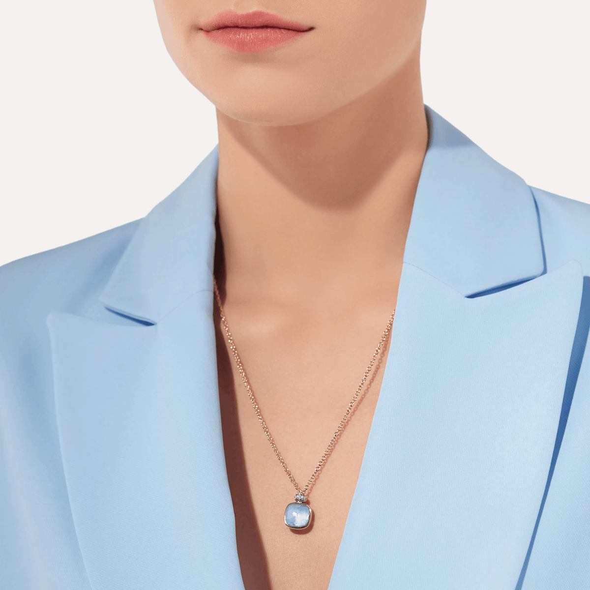 Pomellato Nudo Necklace with Sky Blue Topaz and Diamonds - Orsini Jewellers