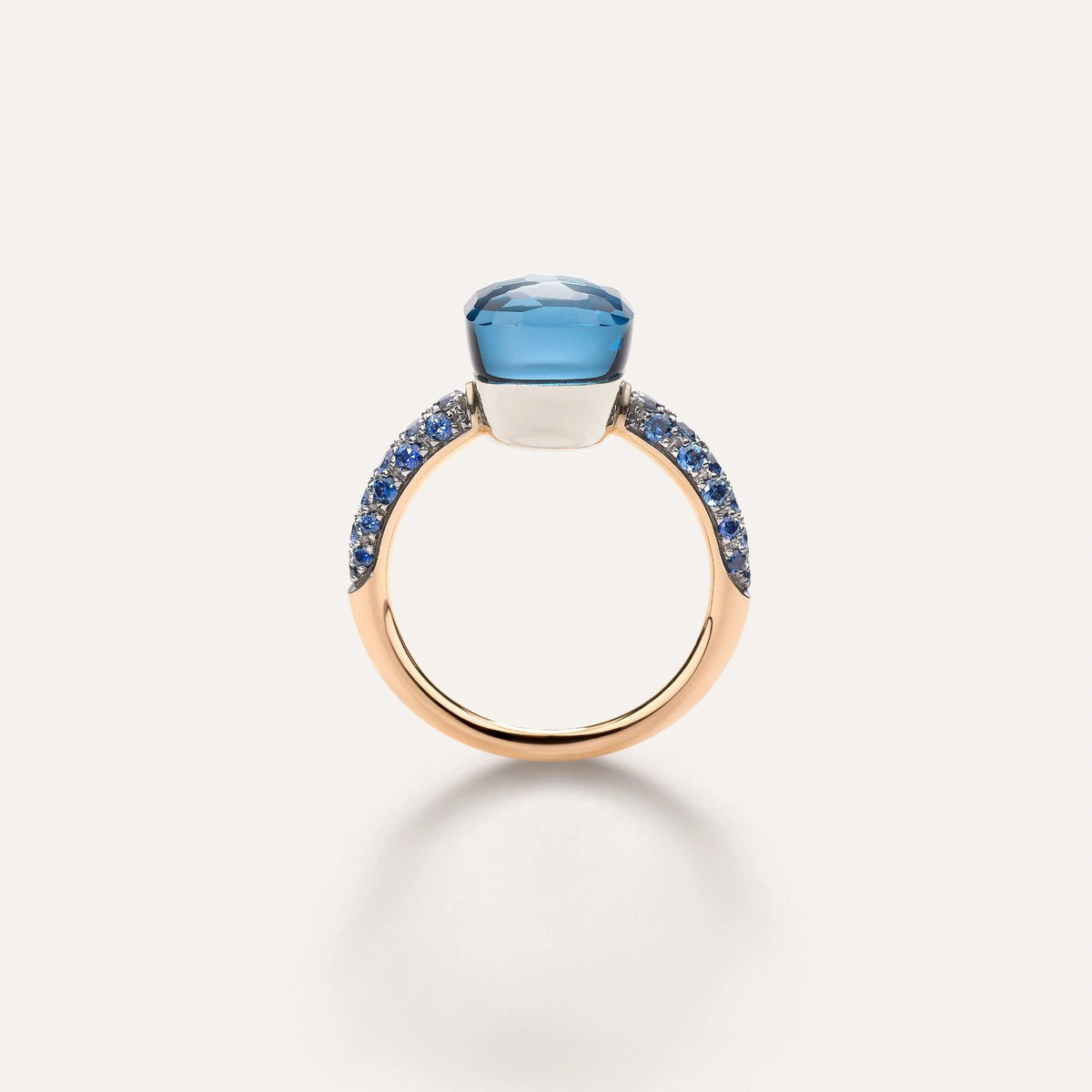 Pomellato Nudo Petit Ring 18k Gold London Blue Topaz and Lapis Lazuli with Blue Sapphires - Orsini Jewellers