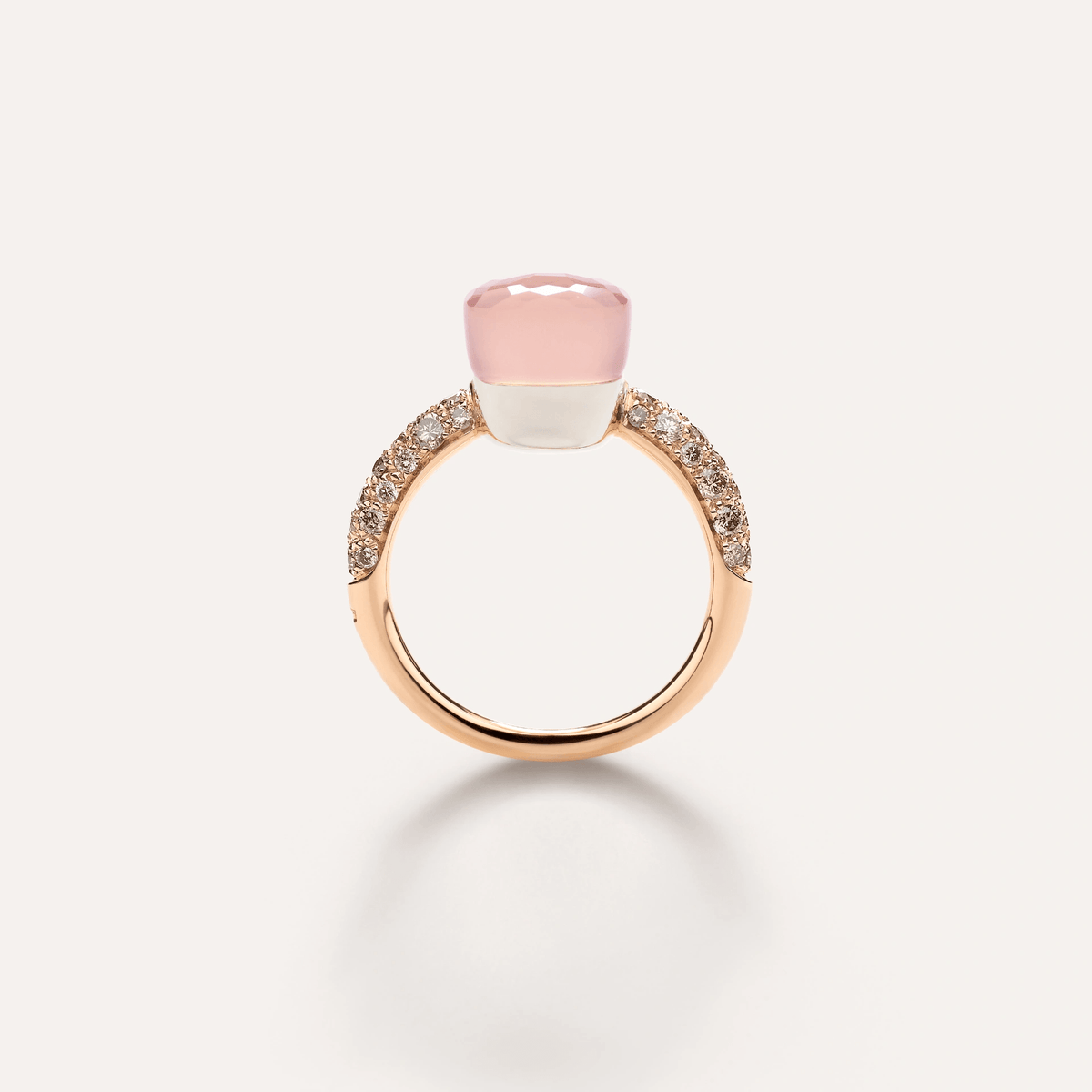 Pomellato Nudo Petit Ring 18k Gold Rose Quartz, Chalcedony &amp; Brown Diamonds - Orsini Jewellers