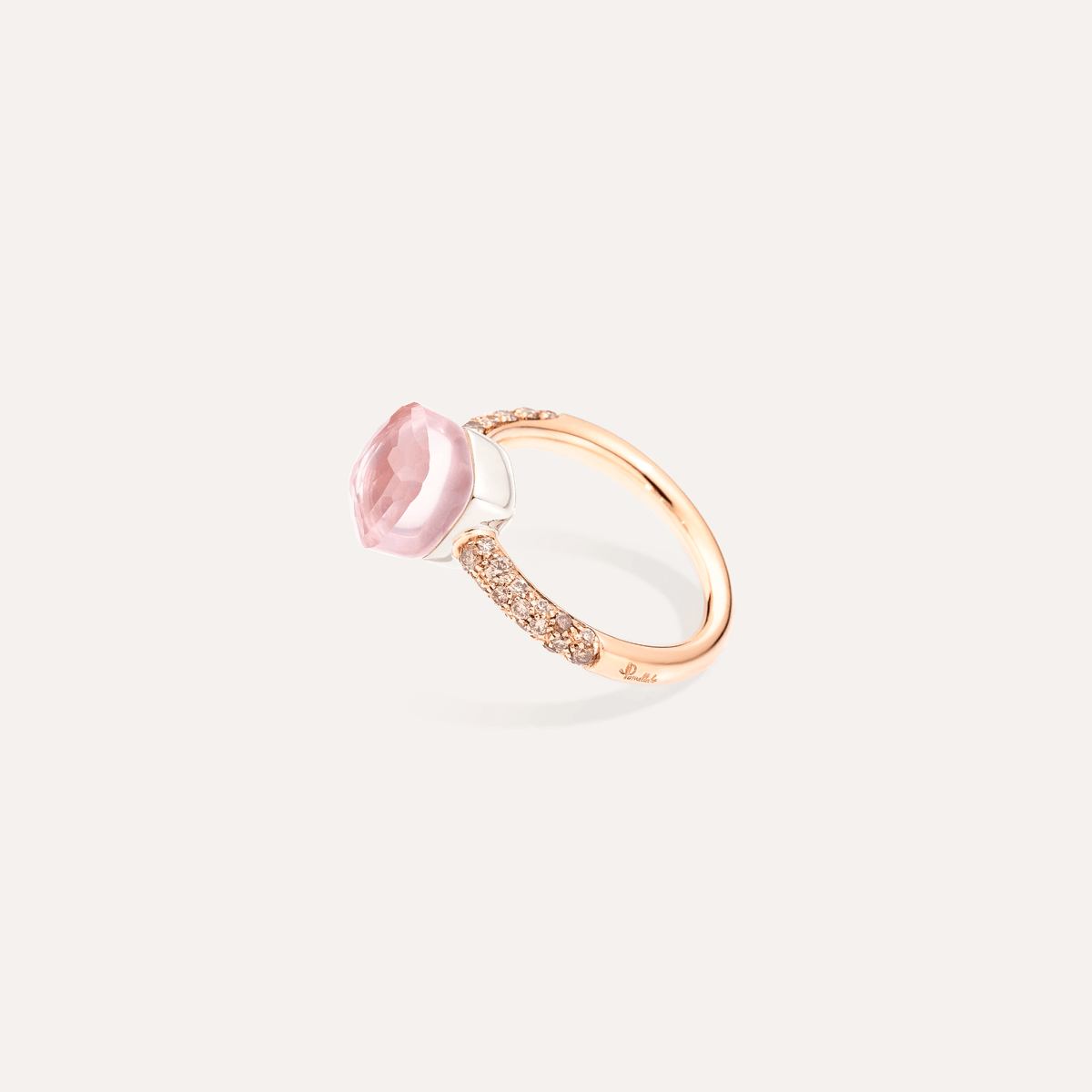 Pomellato Nudo Petit Ring 18k Gold Rose Quartz, Chalcedony &amp; Brown Diamonds - Orsini Jewellers