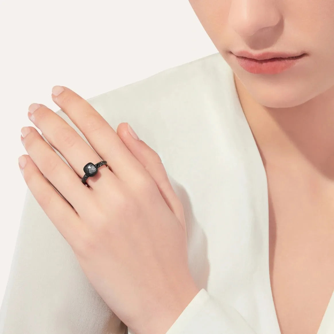 Pomellato Nudo Petit Ring 18k Gold with Obsidian and Black Diamonds - Orsini Jewellers