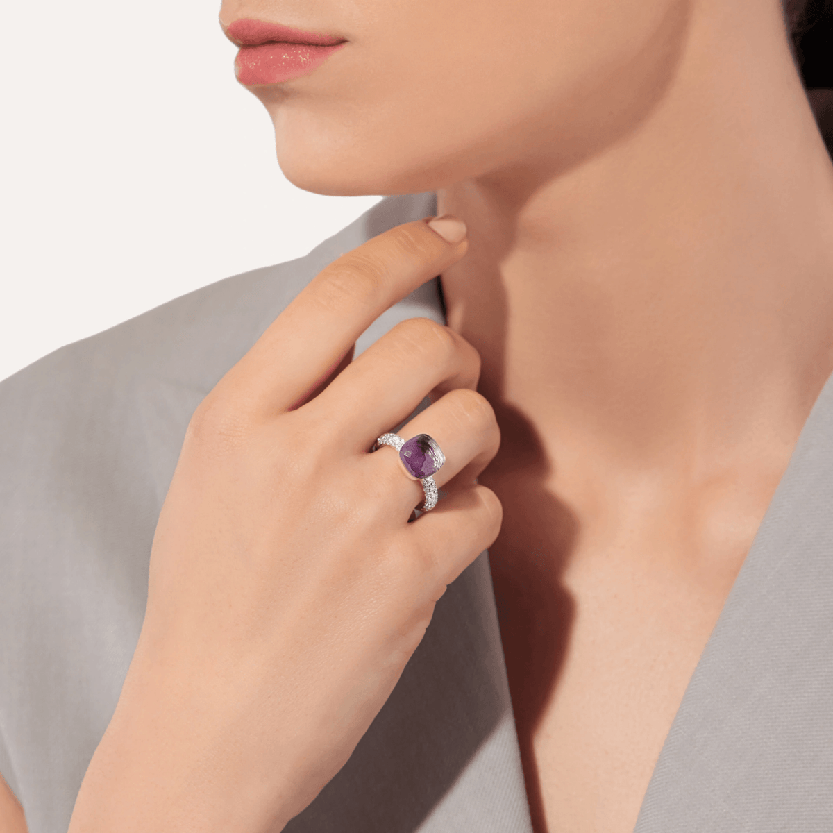 Pomellato Nudo Ring 18k Gold Amethyst and Diamonds - Orsini Jewellers