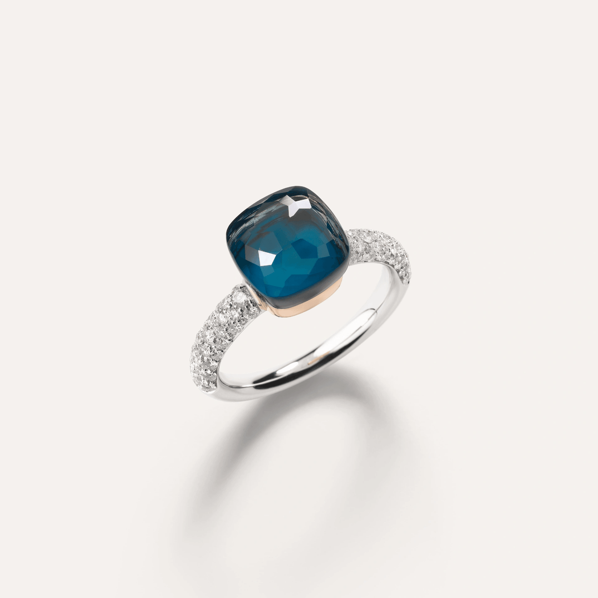 Pomellato Nudo Ring 18k Gold London Blue Topaz &amp; Diamonds - Orsini Jewellers