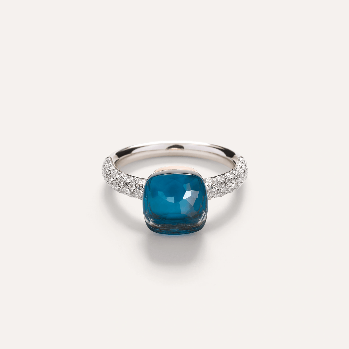 Pomellato Nudo Ring 18k Gold London Blue Topaz &amp; Diamonds - Orsini Jewellers