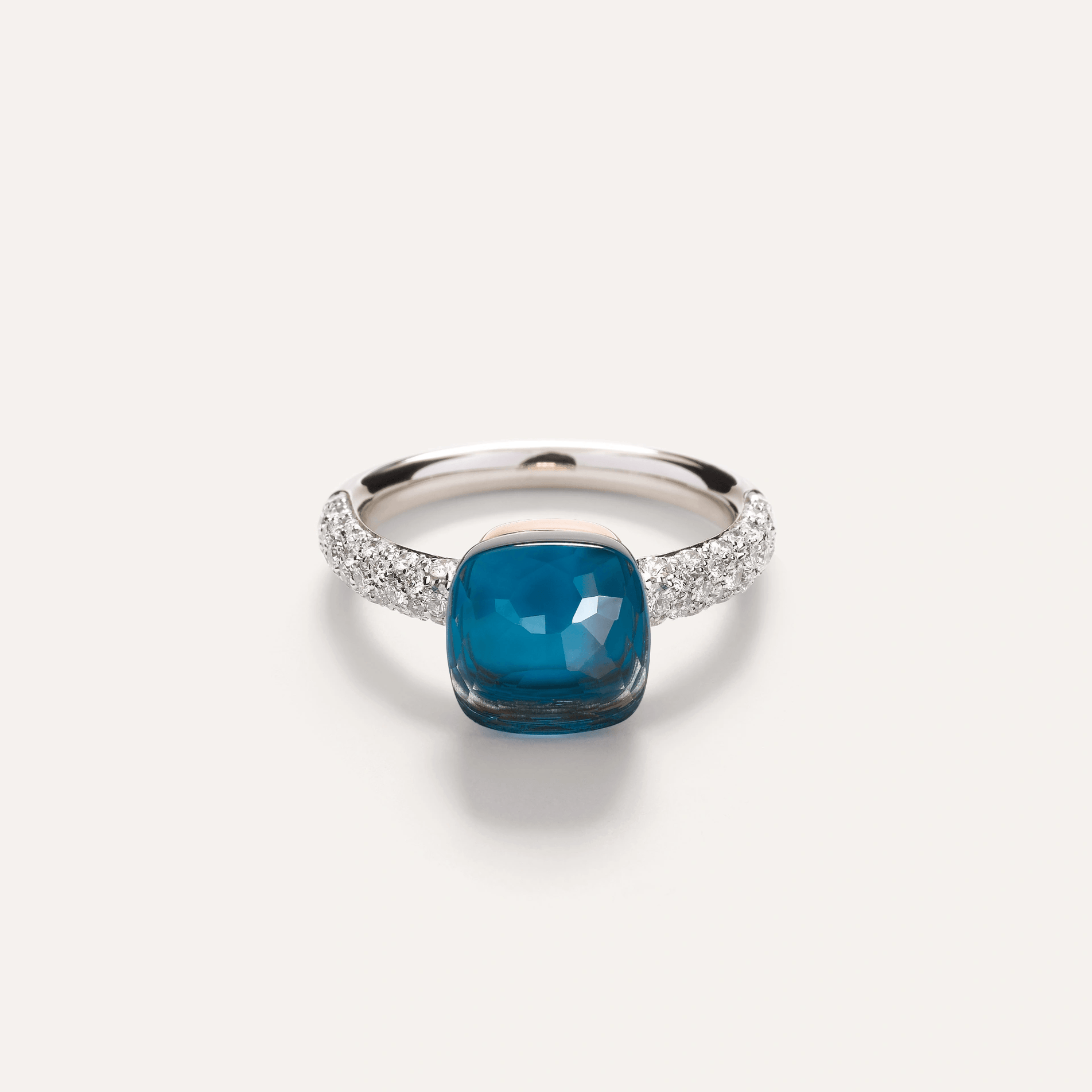 Pomellato Nudo Ring 18k Gold London Blue Topaz & Diamonds - Orsini Jewellers