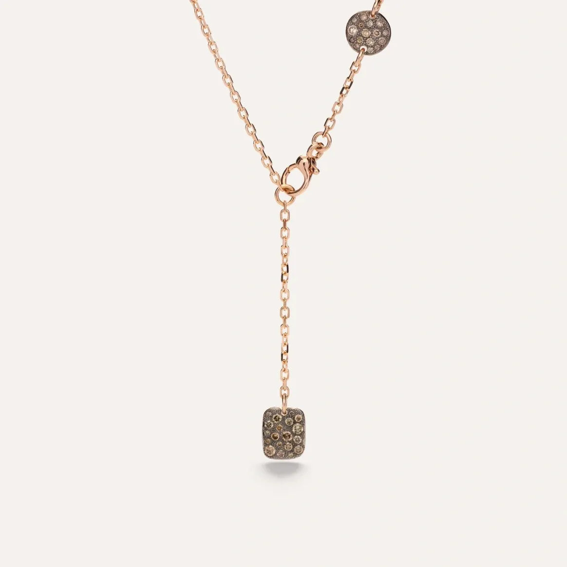 Pomellato Sabbia Lariat in 18k Rose Gold with White, Brown and Black Diamonds - Orsini Jewellers