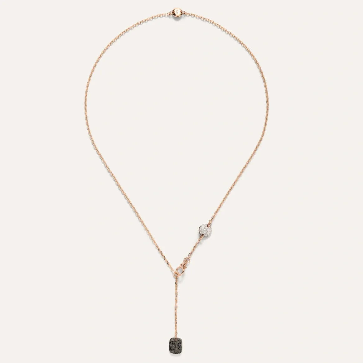 Pomellato Sabbia Lariat in 18k Rose Gold with White, Brown and Black Diamonds - Orsini Jewellers