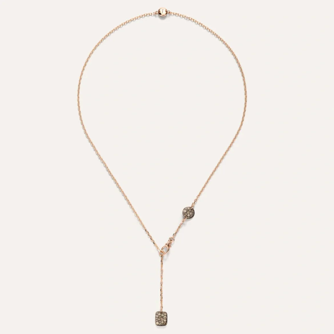 Pomellato Sabbia Lariat in 18k Rose Gold with White, Brown and Black Diamonds - Orsini Jewellers