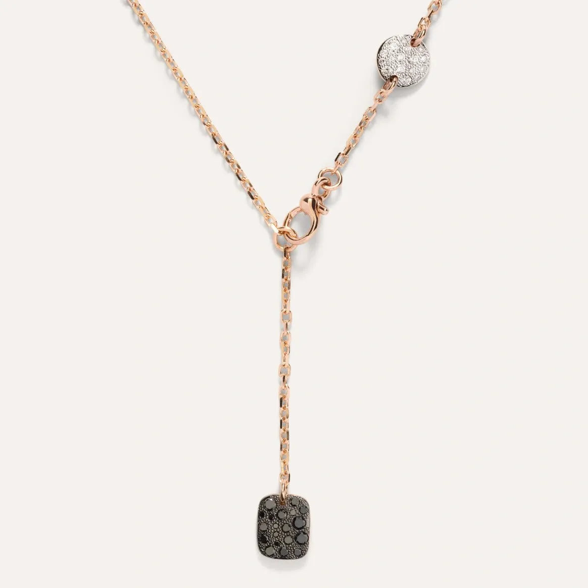 Pomellato Sabbia Lariat in 18k Rose Gold with White, Brown and Black Diamonds - Orsini Jewellers