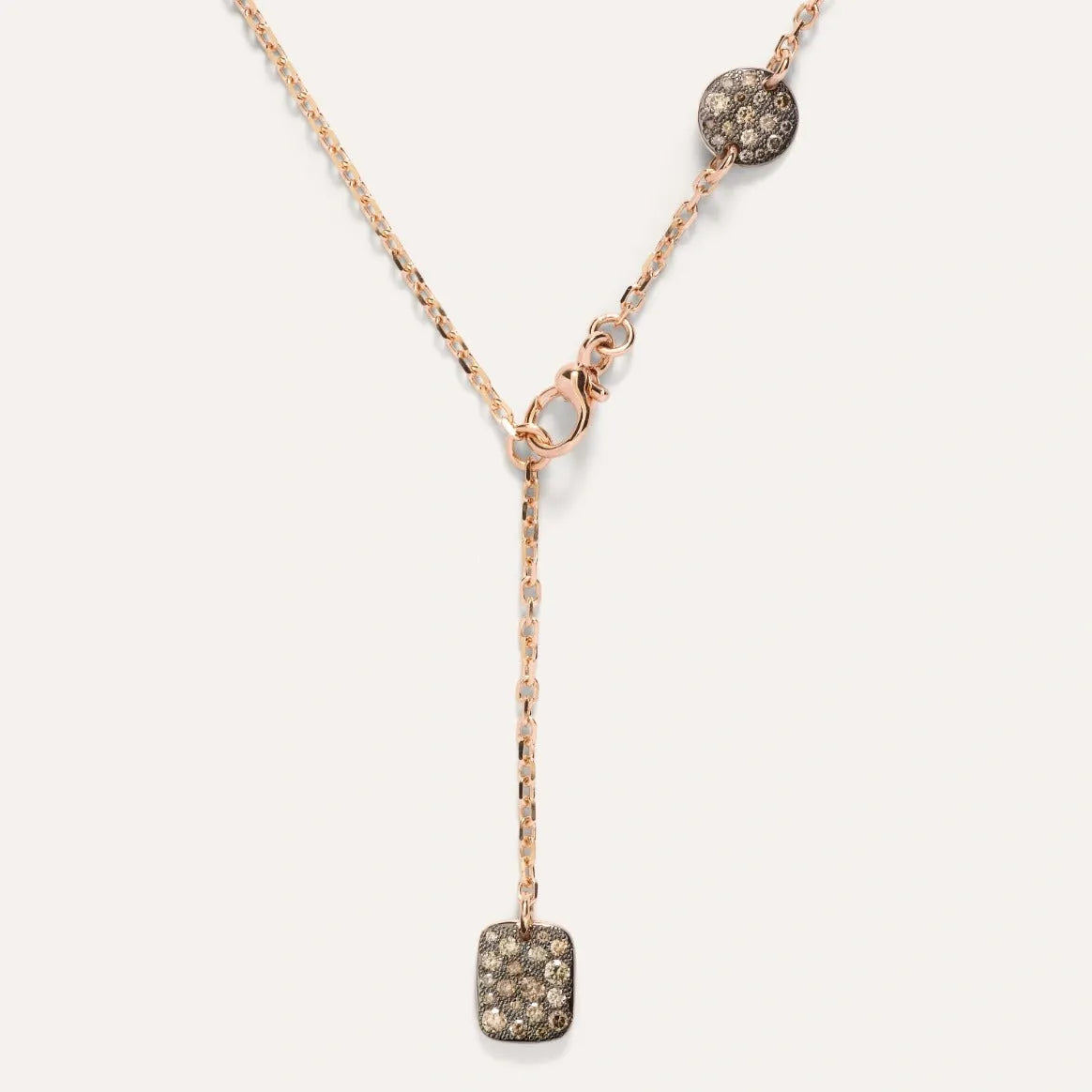 Pomellato Sabbia Lariat in 18k Rose Gold with White, Brown and Black Diamonds - Orsini Jewellers