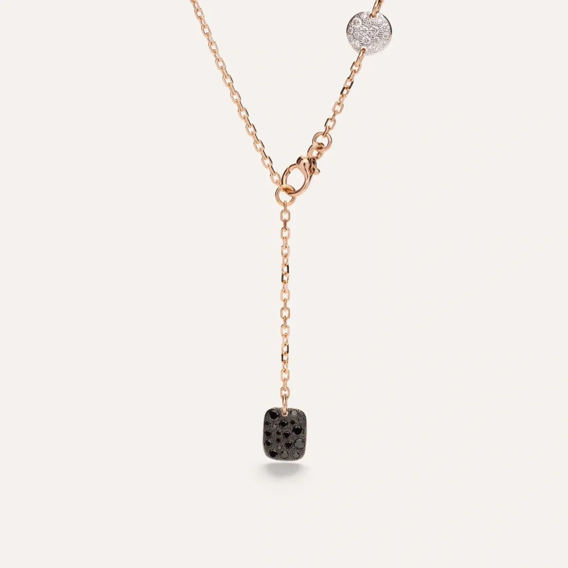 Pomellato Sabbia Lariat in 18k Rose Gold with White, Brown and Black Diamonds - Orsini Jewellers