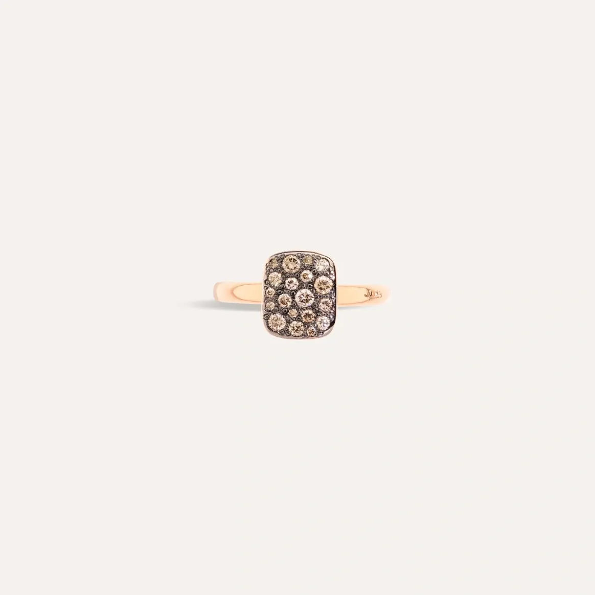 Pomellato Sabbia Rectangular Ring in 18k Rose Gold with Brown Diamonds - Orsini Jewellers