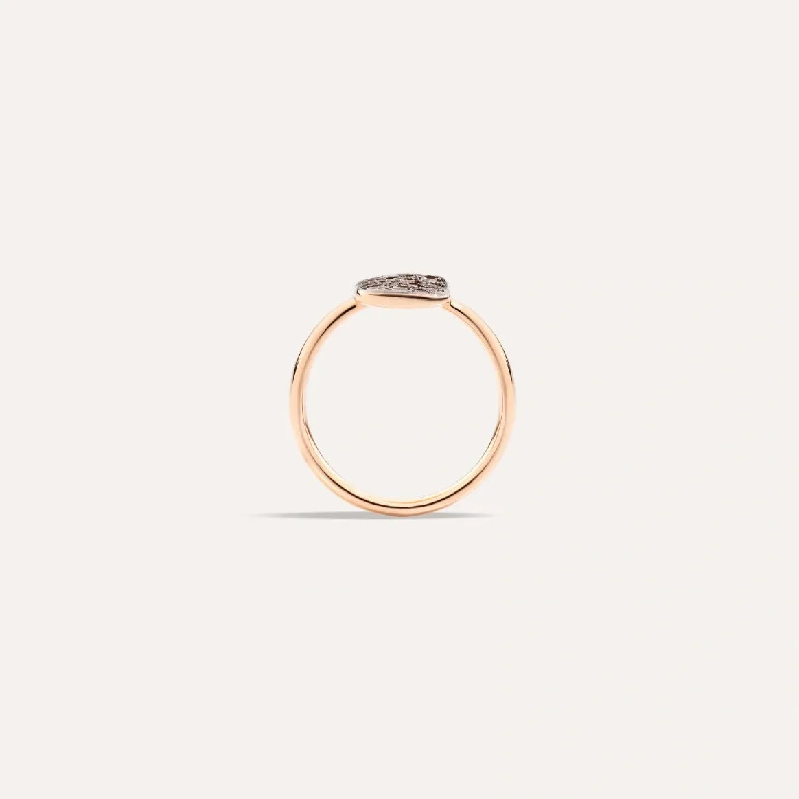 Pomellato Sabbia Rectangular Ring in 18k Rose Gold with Brown Diamonds - Orsini Jewellers